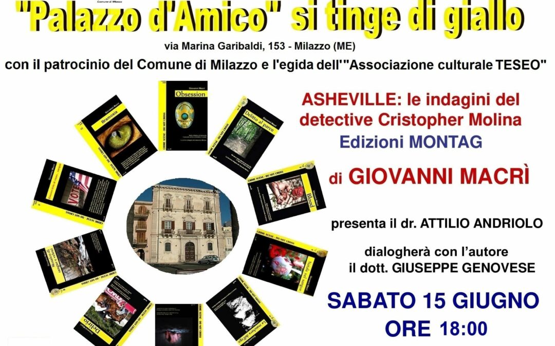 Milazzo. Giovanni Macrì presenta i suoi primi 10 romanzi polizieschi a Palazzo D’Amico